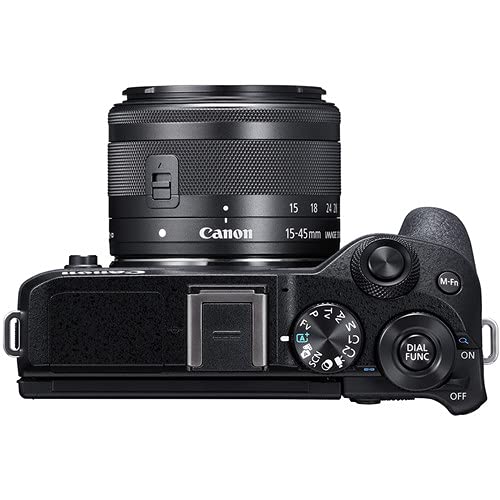 Canon EOS M6 Mark II Mirrorless Camera with 15-45mm Lens and EVF-DC2 Viewfinder (3611C011) + Canon EF-M Lens Adapter + Canon EF 50mm Lens + 64GB Tough Card + Case + Filter Kit + More (Renewed)