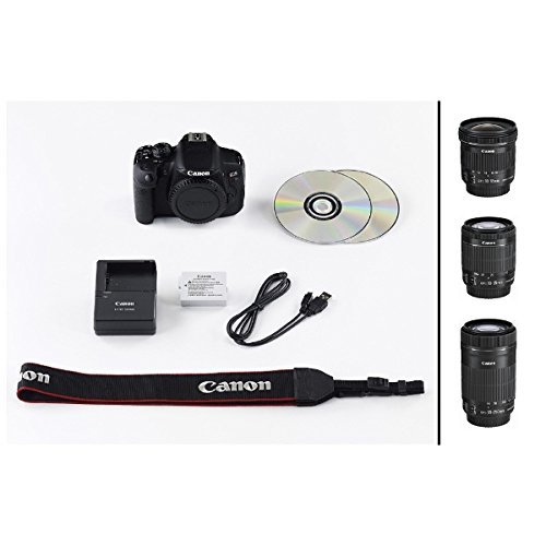 Canon DSLR Camera EOS Kiss X7i Triple Zoom kit EF-S10-18mm F4.5-5.6 is STM EF-S18-55mm F3.5-5.6 is STM EF-S55-250mm with F4-5.6 is STM KISSX7I-TZOOMKIT [International Version, No Warranty]