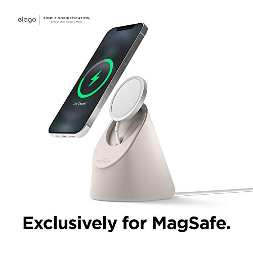 elago MS1 Charging Stand Compatible with MagSafe Charger - Premium Silicone Stand Compatible with iPhone 12, 13, 14 Series [Stone] [Charging Cable Not Included]