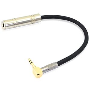 pngknyocn right angle 3.5mm (1/8 inch) male to 6.35mm (1/4 inch) female stereo audio adapter connector gold plated for audio cable extension and conversion.