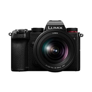 panasonic lumix s5 full frame mirrorless camera, 4k 60p video recording with flip screen & wifi, lumix s 20-60mm f3.5-5.6 lens, l-mount, 5-axis dual i.s, dc-s5kk (black) (renewed)