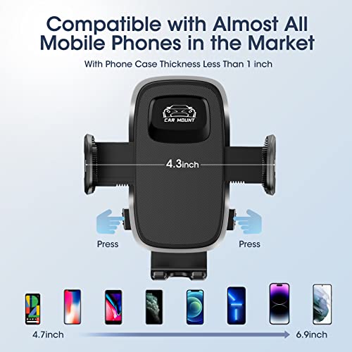 OBAZHA Car Cell Phone Holder Mount - 3in1 Car Cell Phone Holder for Dashboard, Air Vent, Windshield Compatible with iPhone, Samsung Galaxy and 4.7 to 6.9 inches Other Smart Phones