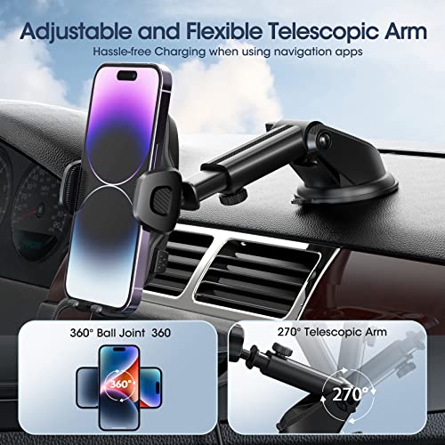 OBAZHA Car Cell Phone Holder Mount - 3in1 Car Cell Phone Holder for Dashboard, Air Vent, Windshield Compatible with iPhone, Samsung Galaxy and 4.7 to 6.9 inches Other Smart Phones