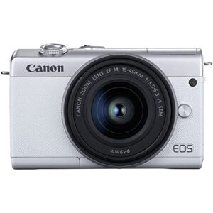 Canon EOS M200 Mirrorless Digital Camera with 15-45mm Lens (White) (3700C009) + Canon EF-M Lens Adapter + Canon EF 24-70mm Lens + 64GB Card + Case + Photo Software + More (Renewed)