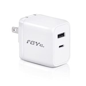 fgy usb c wall charger, 45w gan ii fast charger dual port charging block, fast charging for iphone14/13/12/11/pro max/pro, macbook pro/macbook air, ipad pro/air/mini, samsung galaxy s22/s21 series