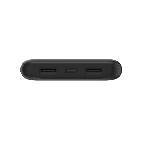 Belkin USB-C Portable Charger Power Bank, 10,000 mAh with 1 USB-C Port and 2 USB-A Ports for up to 15W Charging for iPhone 14 Pro, 14 Pro Max, AirPods, iPad, Galaxy S23, S23+, Ultra - Black