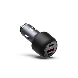 usb c car charger, aergiatech 95w (65w+30w) pd3.0 pps dual type c port + 1 quick charge 3.0 usb fast charging car adapter for iphone, galaxy s22 ultra, for macbook, for ipad, pixel,grey