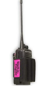 walkie caddie (pink) – accessory pouch for walkie talkies | for motorola cp 200 and most other walkie talkies | black with pink bungee