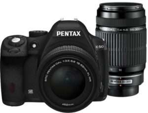 pentax k-50 dslr camera with 18-55mm wr and 55-300mm lenses – international version