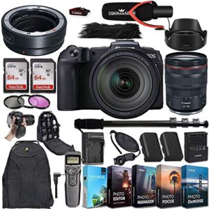canon eos r mirrorless digital camera with rf 24-105mm f/4l is usm lens and mount adapter ef-eos r bundled + deluxe accessories