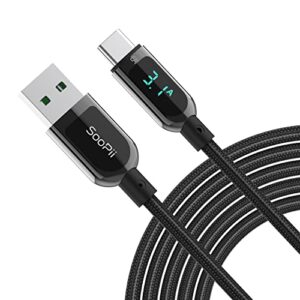 soopii usb c cable,4ft 3.1a pd fast charging type-c cable with led display nylon braided,usb a to usb c cable for samsung galaxy s10/s9/s8/s20 plus/note 10/9/8,moto g/lg and other usb c charger