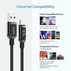 SOOPII USB C Cable,4ft 3.1A PD Fast Charging Type-C Cable with LED Display Nylon Braided,USB A to USB C Cable for Samsung Galaxy S10/S9/S8/S20 Plus/Note 10/9/8,Moto G/LG and Other USB C Charger