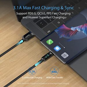 SOOPII USB C Cable,4ft 3.1A PD Fast Charging Type-C Cable with LED Display Nylon Braided,USB A to USB C Cable for Samsung Galaxy S10/S9/S8/S20 Plus/Note 10/9/8,Moto G/LG and Other USB C Charger