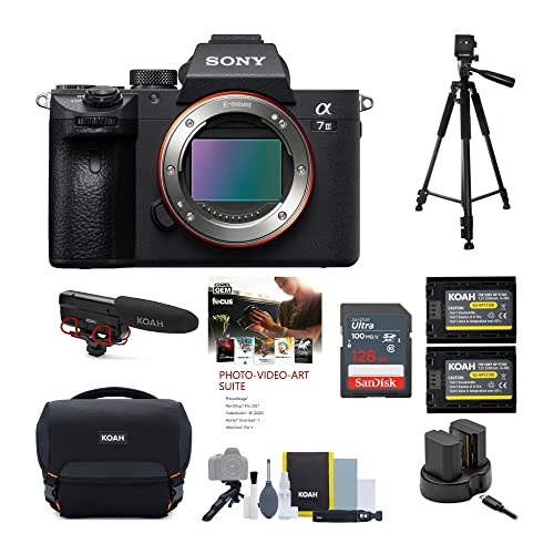 Sony Alpha a7 III Mirrorless Digital Camera (Body Only) Bundle with 60-Inch Tripod and Accessories (7 Items)