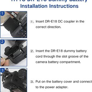 HY1C ACK-E18 AC Power Adapter LP-E17 Dummy Battery DR-E18 DC Coupler Kit for Canon EOS Rebel T6i T6s T7i T8i RP R10 SL2 SL3 R10 77D 200D 250D 750D 760D 800D 850D Cameras