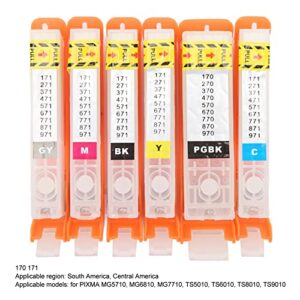 5PCS Ink Cartridge, Reusable Printing Ink Cartridge PGBK BK C M Y 5 Color for Printing (170-171)