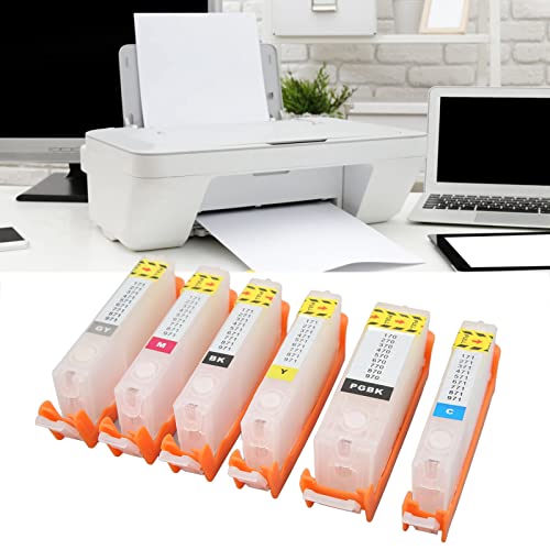 5PCS Ink Cartridge, Reusable Printing Ink Cartridge PGBK BK C M Y 5 Color for Printing (170-171)