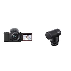 sony alpha zv-e10 – aps-c interchangeable lens mirrorless vlog camera kit – black vlogger shotgun microphone ecm-g1