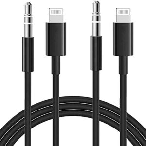 [Apple MFi Certified] iPhone AUX Cord for Car Stereo, Assrid 2 Pack Lightning to 3.5mm Audio Cable Compatible for iPhone 12/11/XS/XR/X/iPad/iPod to Speaker/Home Stereo/Headphone, Support iOS 14(Black)