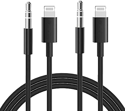 [Apple MFi Certified] iPhone AUX Cord for Car Stereo, Assrid 2 Pack Lightning to 3.5mm Audio Cable Compatible for iPhone 12/11/XS/XR/X/iPad/iPod to Speaker/Home Stereo/Headphone, Support iOS 14(Black)