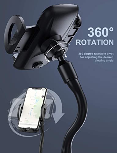 TSYMO Car Cup Holder Phone Holder - Cup Holder Phone Mount for Car 360° Adjustable Gooseneck Cup Holder Cradle for Cell Phone, iPhone,Samsung, LG, Sony and More, Black