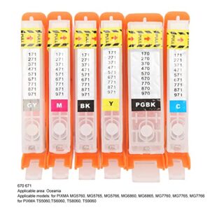 5PCS Ink Cartridge, Reusable Printing Ink Cartridge PGBK BK C M Y 5 Color for Printing (670-671)