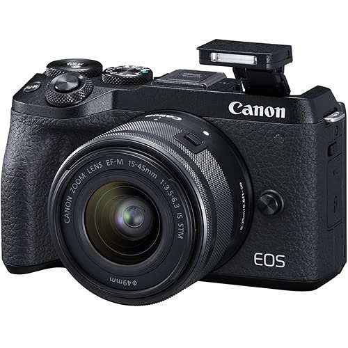 Canon EOS M6 Mark II Mirrorless Digital Camera with 15-45mm Lens and EVF-DC2 Viewfinder (Black) (3611C011) + Canon EF-M Lens Adapter + 4K Monitor + Canon EF 24-70mm Lens + Pro Mic + More (Renewed)