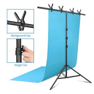 ShowMaven T-Shape Backdrop Stand 59in/150cm Wide 8.5ft Tall, Background Support Stand System with Carry Bag and 4 Clamps for Background, Photo and Video Studio