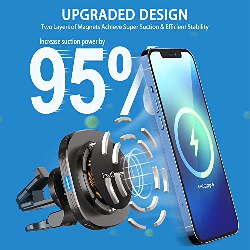 Magnetic Car Mount Charger, 【Upgraded Version】 CHGeek Wireless Car Charger Phone Mount Phone Vent Holder ONLY for iPhone 13/13 Mini / 13 Pro / 13 Pro Max / 12/12 Mini / 12 Pro / 12 Pro Max