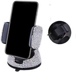 ergonflow luxury rhinestone bling universal car stand phone holder air vent car mount stand holder compatible with iphone x 8 plus 7 plus se 6s 6 plus 6 5s 5 4s 4 (silver)