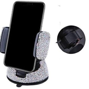 Ergonflow Luxury Rhinestone Bling Universal Car Stand Phone Holder Air Vent Car Mount Stand Holder Compatible with iPhone X 8 Plus 7 Plus SE 6s 6 Plus 6 5s 5 4s 4 (Silver)