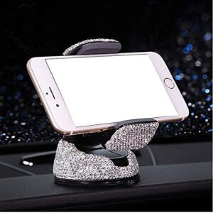 Ergonflow Luxury Rhinestone Bling Universal Car Stand Phone Holder Air Vent Car Mount Stand Holder Compatible with iPhone X 8 Plus 7 Plus SE 6s 6 Plus 6 5s 5 4s 4 (Silver)