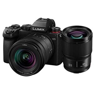 panasonic lumix s5 full frame mirrorless camera, 4k 60p video recording with s 20-60mm f3.5-5.6 lens kit (dc-s5kk) + s 85mm f1.8 l mount interchangeable lens (s-s85)