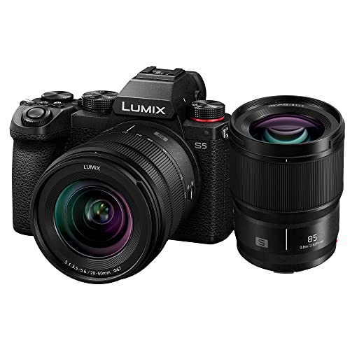 Panasonic LUMIX S5 Full Frame Mirrorless Camera, 4K 60P Video Recording with S 20-60mm F3.5-5.6 Lens Kit (DC-S5KK) + S 85mm F1.8 L Mount Interchangeable Lens (S-S85)