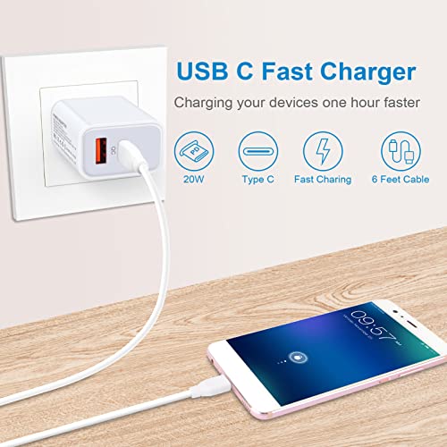 USB C Samsung Fast Charger Block for Galaxy S23 A14 A13 A03s A53 A12 A04s S22 S21, USB C Pixel 7 Pro Fast Wall Charger for Google Pixel 7/6 Pro/6a/5/4/3a/2/XL, 20W PD Power Adapter, 6ft Type C Cable