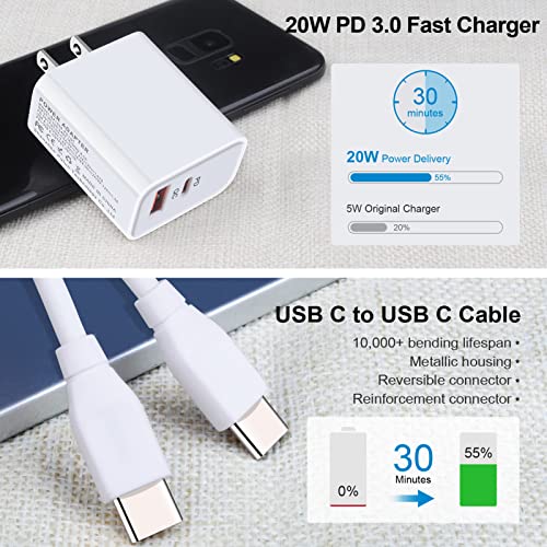 USB C Samsung Fast Charger Block for Galaxy S23 A14 A13 A03s A53 A12 A04s S22 S21, USB C Pixel 7 Pro Fast Wall Charger for Google Pixel 7/6 Pro/6a/5/4/3a/2/XL, 20W PD Power Adapter, 6ft Type C Cable