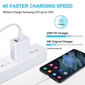 USB C Samsung Fast Charger Block for Galaxy S23 A14 A13 A03s A53 A12 A04s S22 S21, USB C Pixel 7 Pro Fast Wall Charger for Google Pixel 7/6 Pro/6a/5/4/3a/2/XL, 20W PD Power Adapter, 6ft Type C Cable