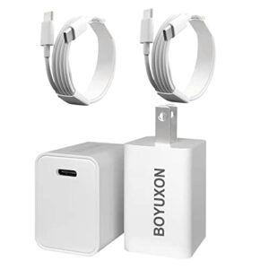 BOYUXON 2Pack Wall Charger Kits & USB C Power Adapters, 5V3A Phone Charger Fast Charging Output Up to 20W, USB C Charging Adapter with 3.2FT USB C to C Charging Cable, Super Fast Charging Block White