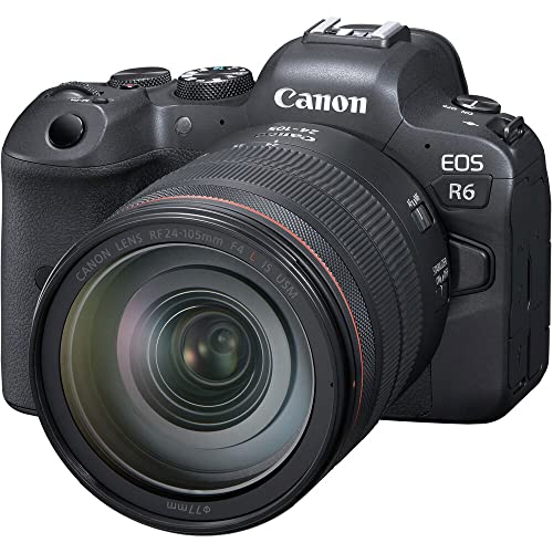 Canon EOS R6 Mirrorless Digital Camera with 24-105mm f/4L Lens (4082C012) + 4K Monitor + Canon EF 50mm Lens + Pro Headphones + Mount Adapter EF-EOS R + Pro Mic + 2 x 64GB Tough Card + More (Renewed)