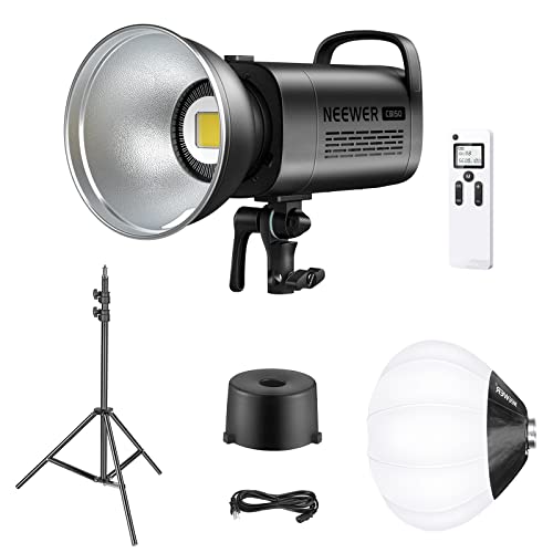 Neewer 150W 5600K LED Video Light, CB150 2.4G LED Video Lighting Kit with Light Stand/Bowens Mount/Remote/Lantern Softbox, 13000Lux/1m, CRI/TLCI 97+ for Photo Video Studio Lighting Photography