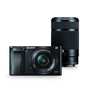 sony alpha a6000 mirrorless digital camera w/ 16-50mm and 55-210mm power zoom lenses (renewed)