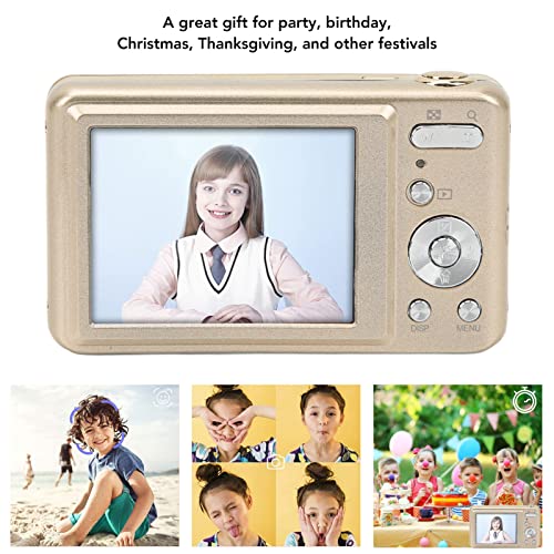 Children Digital Camera, 2.7in Camera ABS Metal 48MP High Definition 8X Optical Zoom Portable Digital Camera, for Children Beginners, Party, Birthday, Christmas, Thanksgiving (Gold)