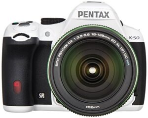 pentax k-50 16mp digital slr with 18-135mm lens (white) – international version