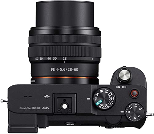 Sony Alpha a7C Compact Mirrorless Camera with FE 28–60 mm F4–5.6 Lens & Additional Accessories (Extra Batteries, 2X 64GB SDXC Memory Card, Gadget Bag, Monopod - 11 Items)