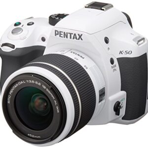 Pentax K-50 16MP Digital SLR Camera Kit with DA L 18-55mm WR f3.5-5.6 and 50-200mm WR Lenses (White) - International Version