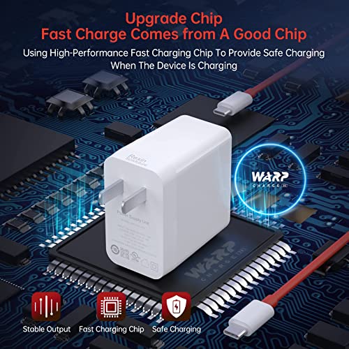 Oneplus Warp Charger for 9R/9/9 Pro,OnePlus 65W Set Compatible with 8 Pro/8T/8/7 Pro/7T/7T Pro,Include 65w Power Adapter and USB Dual Type-C Data Cable (1M/3.3ft)