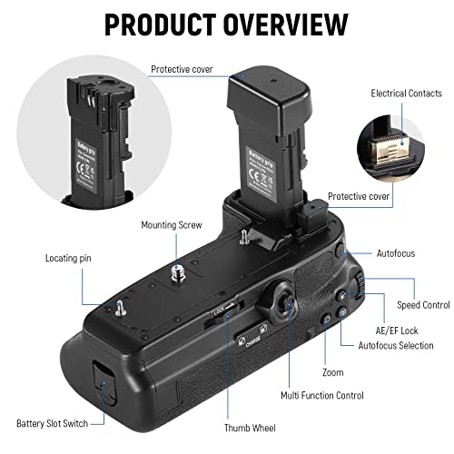NEEWER Battery Grip Replacement for BG-R10 Compatible with Canon EOS R5 R5C R6 R6 Mark II Mirrorless Cameras, Powered by LP-E6/LP-E6N/LP-E6NH Batteries for Stable Vertical Shooting