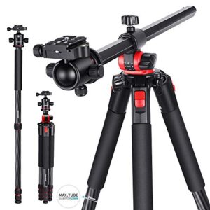 neewer 72 inch camera tripod monopod carbon fiber with rotatable center column and arca type plate 360° ball head, lightweight overhead horizontal tripod for dslr camera camcorder up to 33 pounds