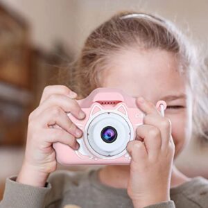 Yeahitch New Cat Cartoon Children's Camera Front and Rear Double Lens 20 Million Selfie Camera Parent-Child Gift Camera Christmas Puzzle Gift