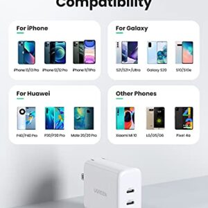 UGREEN 40W Dual Port USB C Charger Block with Foldable Plug, PD USB-C Power Adapter, Compatible with iPhone 14/iPhone 14 Pro Max, iPhone 13/12/11,iPad Mini/Pro, Airpods, Apple Watch, S22/S20